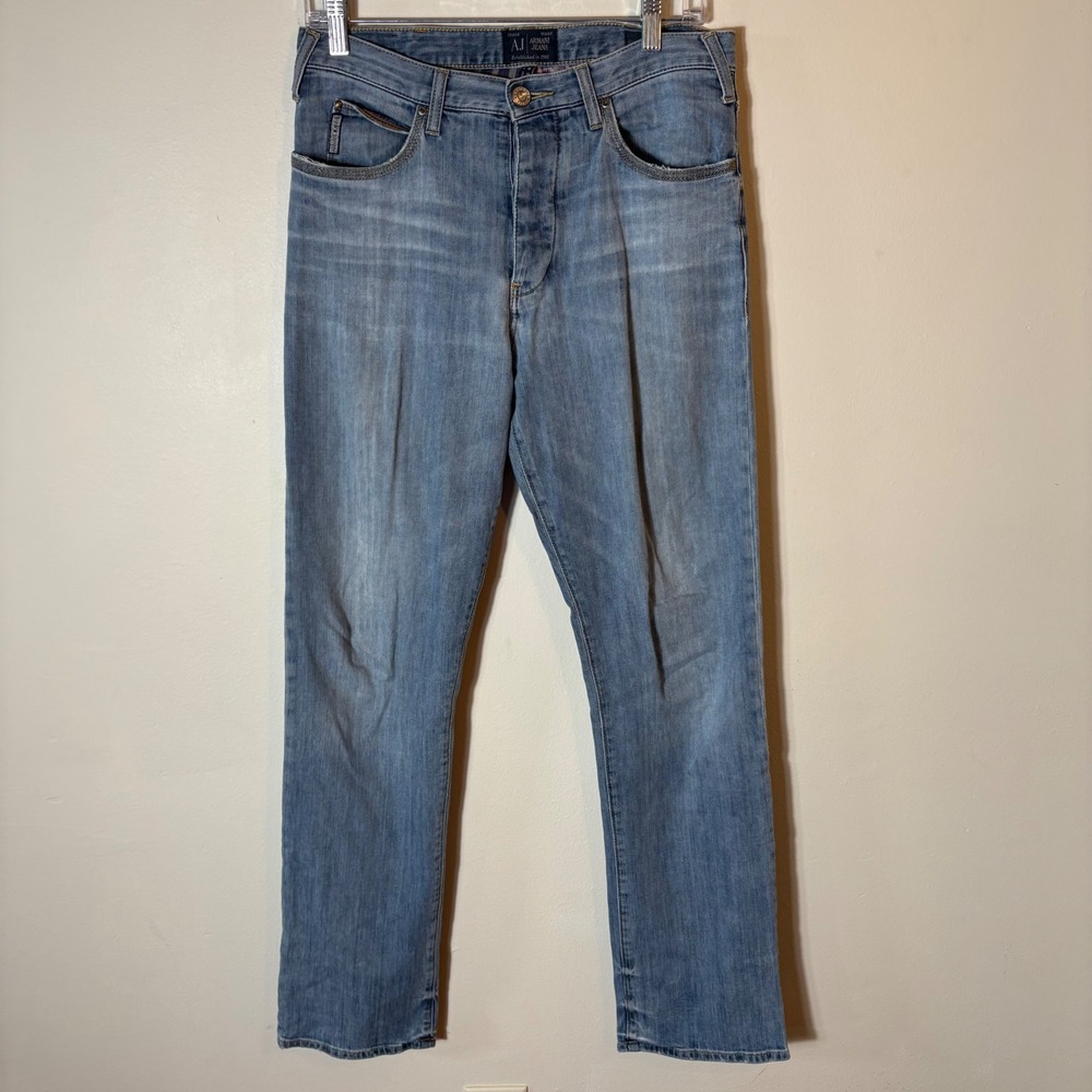 AJ Armani Jeans Light Wash Button‎ Fly Denim Pants Classic Size 30